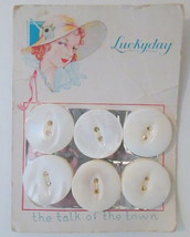 Vintage LuckyDay Carded Mother of Pearl Buttons 6pc on Card NOS - $7.00