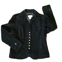 A.M.I. Women’s Jacket Size Medium Black Suede Leather Lined Single Breasted - $21.12