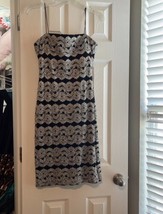 Betsy and Adam Bodycon dress size 10 black and silver sequins Cocktail S... - $17.35