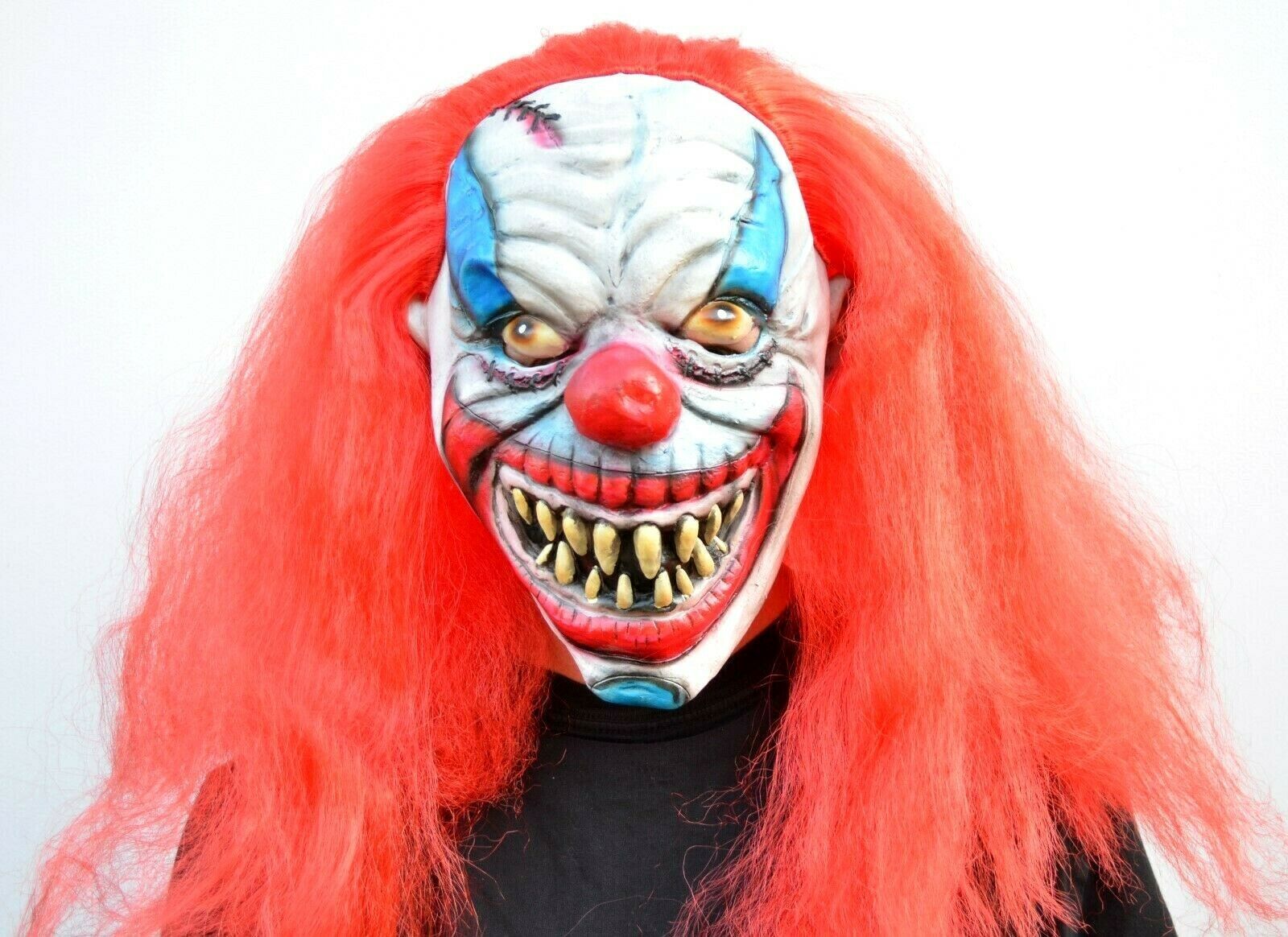 Scary Halloween Clown Mask with Hair Costume Party Stitches the Clown - $16.99