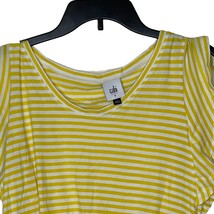 Cabi Daisy Yellow Striped T-Shirt Jersey Flutter Sleeve Cotton Tee Women Small - £15.68 GBP