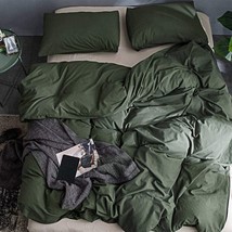 Forest Green Linen Duvet Cover Green Linen Bedding Set in Twin Full Queen King - £25.22 GBP+