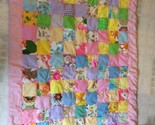 vintage baby, lap quilt age unknown hand tied 36 1/2 X 48 1/2 Pink borde... - $83.79