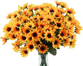 Uieke (Yellow) 6 Bundles Sunflower Artificial Flowers Daisy Mum Fake Out... - £32.99 GBP