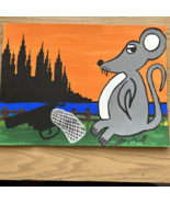 HENRY HILL GOODFELLA ORIGINAL 11 X 15 PAINTING,  NYC RAT WITH GUN - $5,011.61 MXN