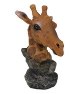 Safari African Savannah Masai Giraffe Head Bust On Rock Steppe Figurine - $21.85 CAD