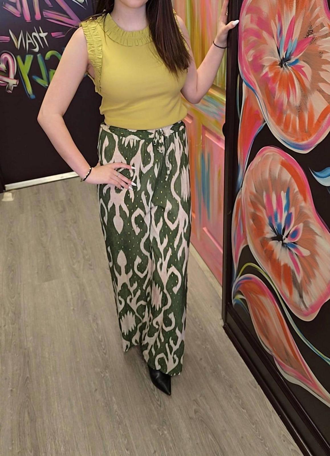 Scandal Italy Babylon Wide Leg Pants Green - $105.00