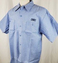 Vintage Work Wear Corp Uniform Work Shop Shirt XL Stripe Short Sleeve US... - £19.65 GBP