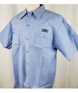 Vintage Work Wear Corp Uniform Work Shop Shirt XL Stripe Short Sleeve US... - £19.61 GBP