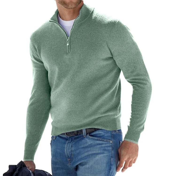 Sweatshirts Men  New Spring Autumn Jacquard Men&#39;s Hoodies Zipper Solid V-neck Pu - £120.40 GBP