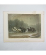 Antique 1862 Color Lithograph Russian Race Horse Sleigh Horses Sleds RARE - £39.95 GBP