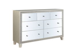 63" Champagne Solid and Manufactured Wood Mirrored Seven Drawer Triple Dresser - $24,109.76 MXN