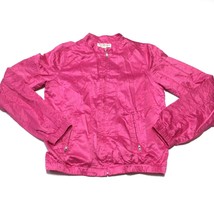 Vintage Tommy Hilfiger Girls Size XL Full Zip Front Jacket Pockets Pink Crinkled - £18.63 GBP