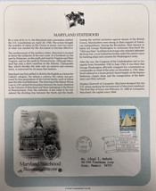 American Wildlife Mail Cover FDC &amp; Info Sheet Maryland Statehood 1987 - £12.60 GBP