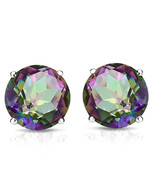 8MM Round Mystic Topaz Stud Earrings in Sterling Silver - €41,00 EUR