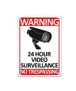 24 Hour Video Surveillance No Trespassing Warning Signal Tin Sign Wall D... - £11.00 GBP