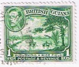 Stamps British Guiana King George VI 1 Cent Value Used Perf 12.5 - £0.55 GBP
