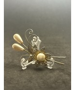 OOAK Vintage Handmade sowjetische Floral Brosche Filigrane With Perls - $62.26 CAD