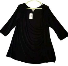 CHICO&#39;S TRAVELERS Womens Sz XL (3) Top Ruched Front Serenade Black Slink... - $29.95