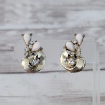 Vintage Screw On Earrings Gold Tone, Clear &amp; White - Condition Issues - £6.95 GBP