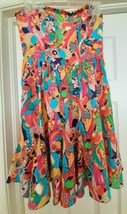 Lilly Pulitzer Strapless Dress 100% Silk Ruffle Edge Multi Lined Color W... - £54.99 GBP