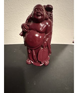 Vintage 1985 Okinawa Hand-Carved Wooden Laughing Buddha Figurine 8” - $65.90 CAD