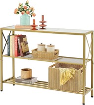 Hoctieon Gold Console Table, 3 Tier Entryway Table, Hallway, Gold And White - £59.88 GBP