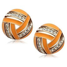 Rose Gold Plated Orange Enamelled Clear Crystal Knot Earrings - £9.90 GBP