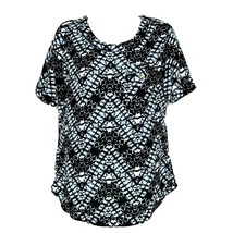 Cato Womens Blouse Top Size XS Black Blue White Geometric Chest Pocket - £15.72 GBP