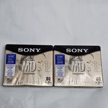 2 NEW Sony Blank Recordable MD MiniDisc Premium Gold 80 min Sealed - £18.16 GBP