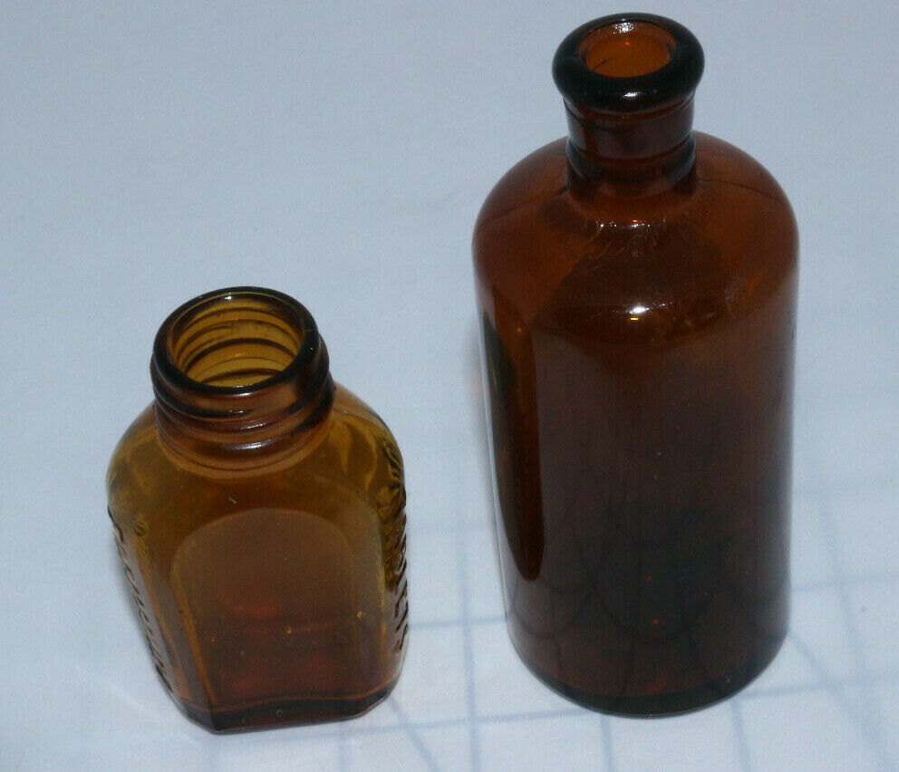 FORMAMINT TABLETS Yellow Amber Glass Bottle and Anchor Hocking Medicine Bottle - $11.11