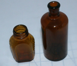 FORMAMINT TABLETS Yellow Amber Glass Bottle and Anchor Hocking Medicine ... - $11.11