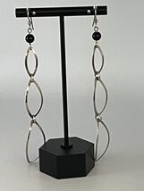 Silver and Black Onyx 4 Inch Dangle Earrings - $34.16