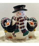 SNOWMAN &amp; PENGUIN COOKIE JAR GREAT CONDITION - $374.25 MXN