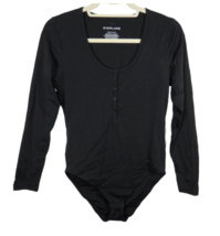 Everlane Women&#39;s Large Black Long Sleeve Henley Supima Cotton Blend Bodysuit - £31.23 GBP