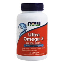 NOW Foods Ultra Omega-3 500 EPA/250 DHA, 90 Softgels - $18.09