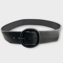 UNITED COLORS OF BENETTON wide black leather belt fits L/XL 32-36” - £22.00 GBP