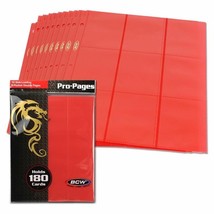 Pack of 10 BCW SIDELOAD PRO 18-POCKET BINDER PAGES - Red - £5.46 GBP