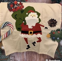 NWOT Crate &amp; Barrel Santa Dishtowel Kitchen Dish Towel Holiday Embroider... - $16.82