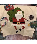 NWOT Crate &amp; Barrel Santa Dishtowel Kitchen Dish Towel Holiday Embroider... - €14,54 EUR