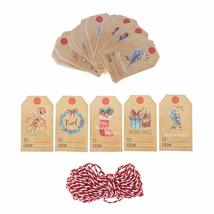 50PCS DIY Kraft Paper Xmas Decoration Santa Claus Gift Wrapping Hang Tag... - £12.58 GBP