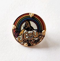 Vintage Jesus Saves Pin Hong Kong NOS Rainbow Butterfly 1&quot; Religious F7F3 - $9.99
