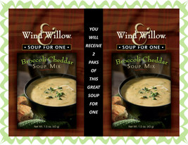 WIND AND WILLOW 2 Packets Soup for One Broccoli Cheddar~Just Add Water &amp; Enjoy - £7.62 GBP