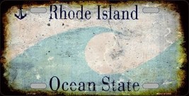 Rhode Island State Background Rusty Novelty Metal License Plate - £17.58 GBP