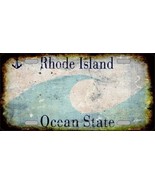 Rhode Island State Background Rusty Novelty Metal License Plate - £17.54 GBP