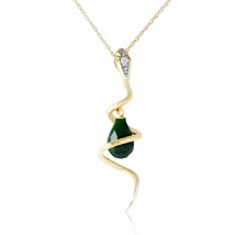 3.33 Carat 14K Yellow Gold Dangling Green Sapphire &amp; Diamond Necklace 14&quot; - 24&quot;  - £399.31 GBP