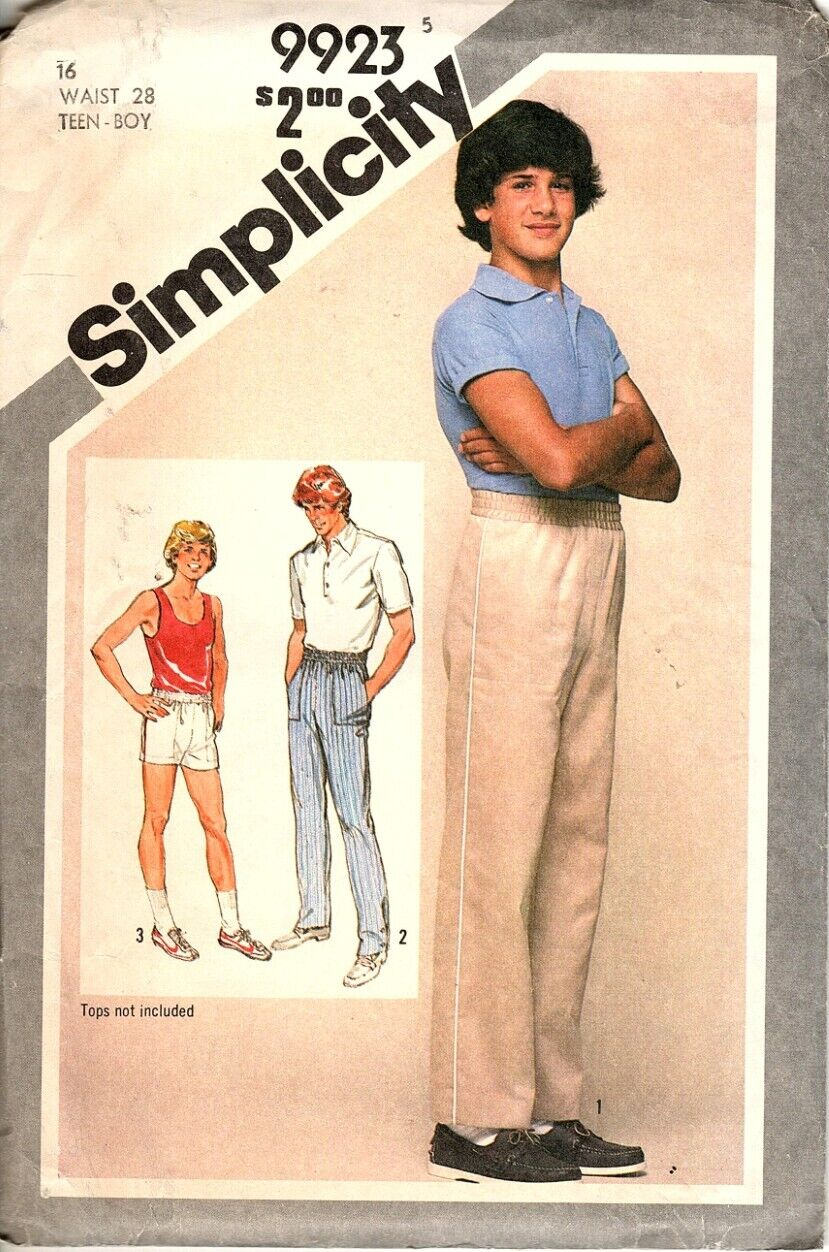 Primary image for Simplicity 9923 Teen Boys 16 Pull On Pants or Shorts Uncut Sewing Pattern