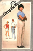 Simplicity 9923 Teen Boys 16 Pull On Pants or Shorts Uncut Sewing Pattern - $8.29