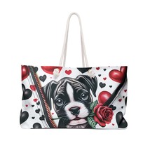 Weekender Bag, Cute Dog, Boston Terrier Valentines Day, Large Weekender Bag, Bea - £39.29 GBP
