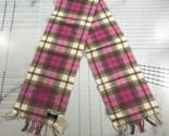 Blarney Woolen Mills Scarf Brown Beige Pink Plaid Rectangular Fringe Lam... - $27.83